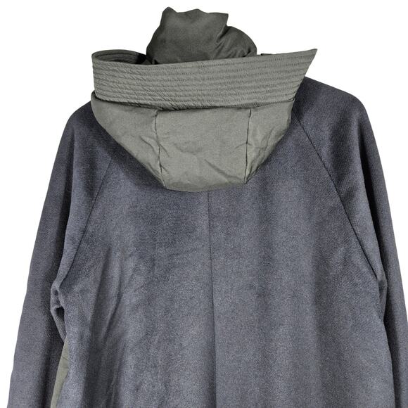 Jason Wu Collective Contrast Mixed Media Puffer Coat Womens Medium Blue Black - Picture 8 of 13